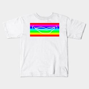 Rainbow Stripes Minimal Mouth Kids T-Shirt